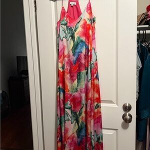 Tahari Vibrant Watercolor Maxi Dress
